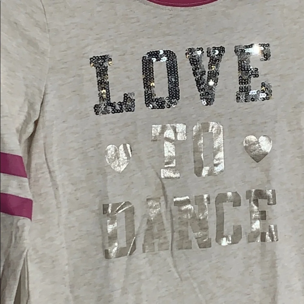 Children’s place love to dance long sleeve T-shirt girls medium grey pink